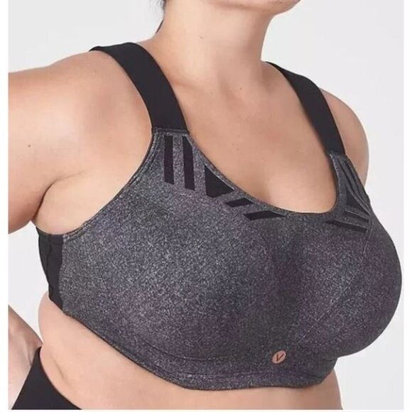 LIVI Sports Bra Womens 46DD Gray Black Max Support Underwire Wicking Workout - Picture 1 of 7